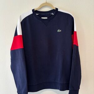 Lacoste Men's Crewneck Sweater in Navy with Red and White Details